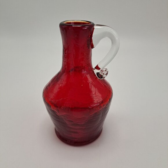 Kanawha Red Glass Pitcher Bud Vase Vintage Glass Art - Picture 5 of 7